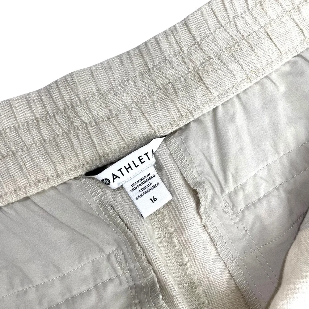 Athleta Voyager 100% Linen PantS Size 16‎ oatmeal neutral